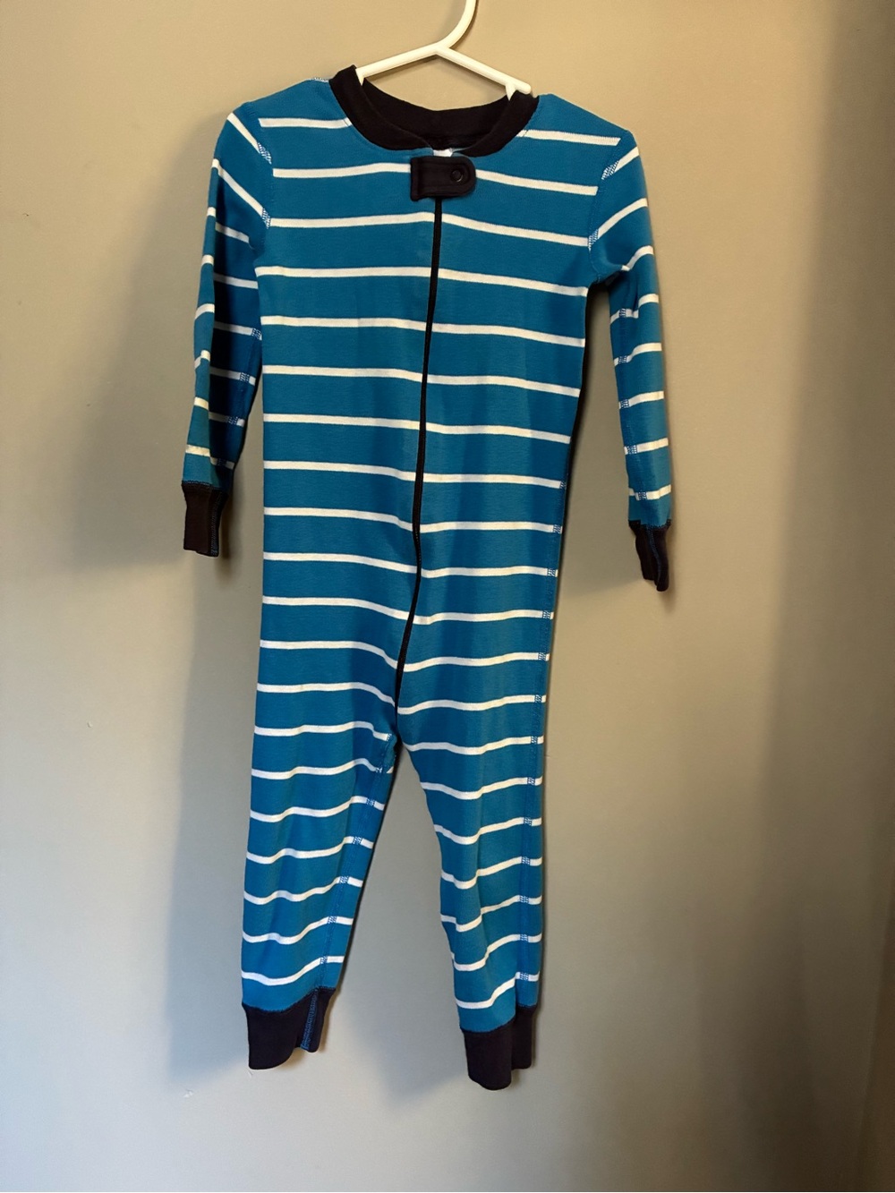 Hanna Andersson Blue and White Striped Kids One-Piece Pajama